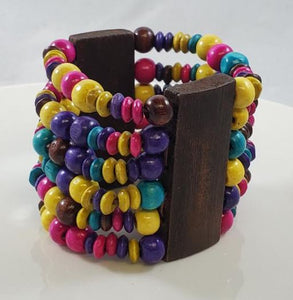 B452 Bright Colors Multi Layer Wooden Bead Bracelet - Iris Fashion Jewelry