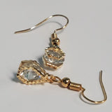 *E469 Gold Gemstone Textured Frame Earrings - Iris Fashion Jewelry