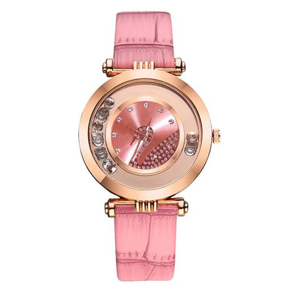 W222 Pink Gemstones Swan Collection Quartz Watch - Iris Fashion Jewelry