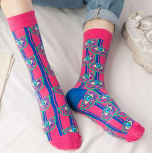 SF1241 Hot Pink Festive Eye Socks - Iris Fashion Jewelry