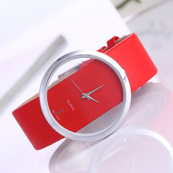 W29 Red Band Transparent Timeless Collection Quartz Watch - Iris Fashion Jewelry