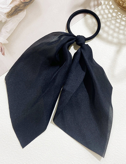 H221 Black Bow Hair Tie - Iris Fashion Jewelry