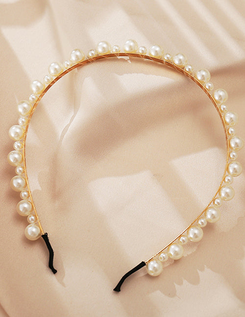 H735 Gold White Pearl Hair Band - Iris Fashion Jewelry