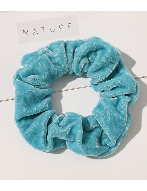 H448 Lake Blue Velvet Hair Scrunchie - Iris Fashion Jewelry
