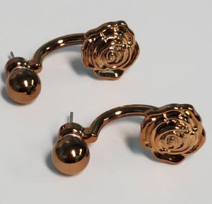 *E355 Copper Rose Peek a Boo Earrings - Iris Fashion Jewelry