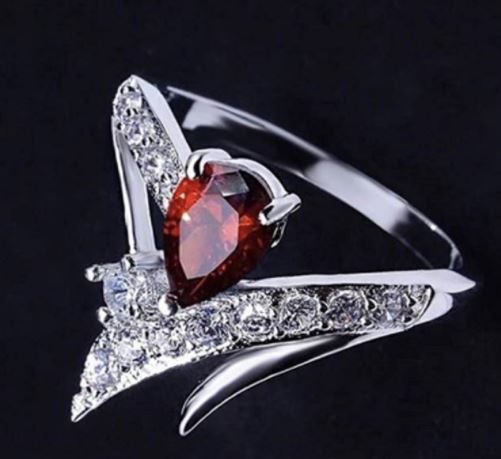 R101 Silver Red Gemstone Ring - Iris Fashion Jewelry