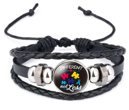 B09 Different Not Less Autism Awareness Leather Bracelet - Iris Fashion Jewelry