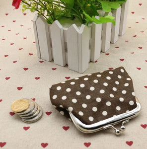 G120  Brown White Polka Dot Clasp Coin Purse - Iris Fashion Jewelry