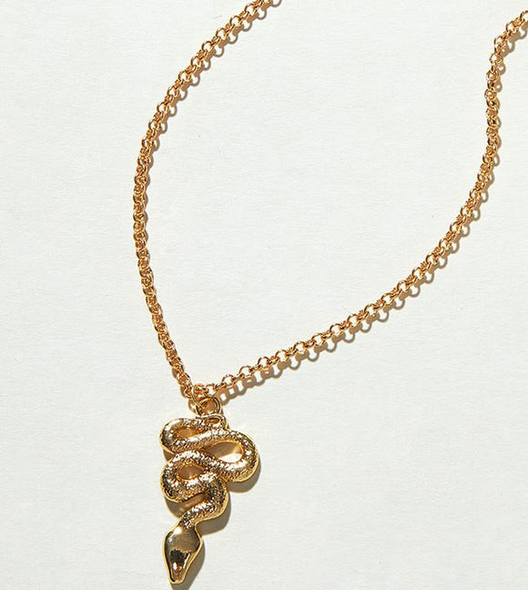 *N1753 Gold Snake Necklace with FREE Earrings - Iris Fashion Jewelry