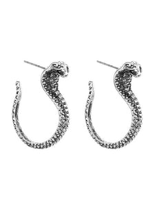 E1540 Silver Cobra Snake Earrings - Iris Fashion Jewelry