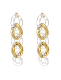 E800 Gold & Iridescent Clear Acrylic Chain Link Earrings - Iris Fashion Jewelry