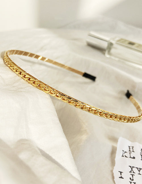 H741 Thin Gold Chain Link Hair Band - Iris Fashion Jewelry