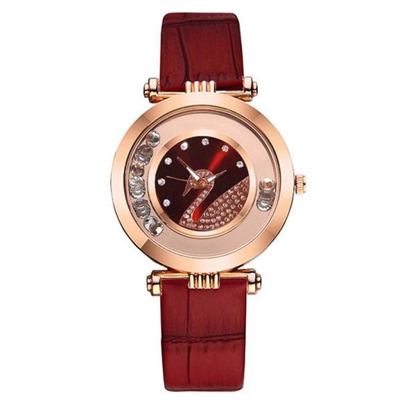 W218 Red Gemstones Swan Collection Quartz Watch - Iris Fashion Jewelry