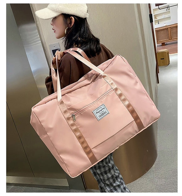 PB114 Pale Pink Nylon Large Travel Bag - Iris Fashion Jewelry