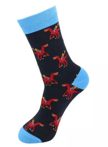 SF287 Black Dinosaur Rider Socks - Iris Fashion Jewelry