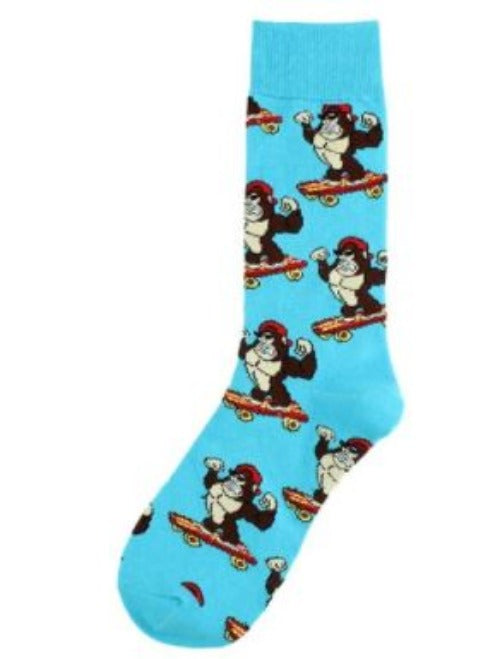 SF1206 Fashion Blue Skateboarding Monkey Socks - Iris Fashion Jewelry