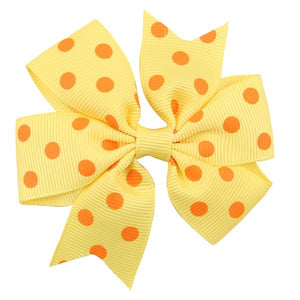 H543 Small Yellow Orange Polka Dot Bow Hair Clip - Iris Fashion Jewelry