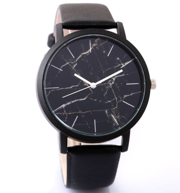W428 Black Band Black Crackle Collection Quartz Watch - Iris Fashion Jewelry