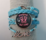 B1007 Blue Walking for a Cure Breast Cancer Awareness Bracelet - Iris Fashion Jewelry