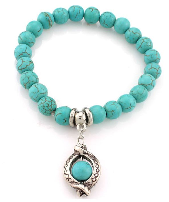 B1062 Turquoise Crackle Stone Bracelet - Iris Fashion Jewelry