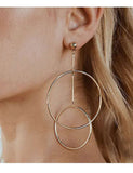 E1171 Gold Double Circle Dangle Earrings - Iris Fashion Jewelry