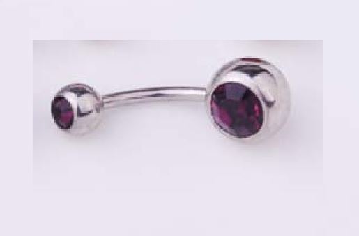 P25 Silver Double Ball Burgundy Gemstone Belly Button Ring - Iris Fashion Jewelry