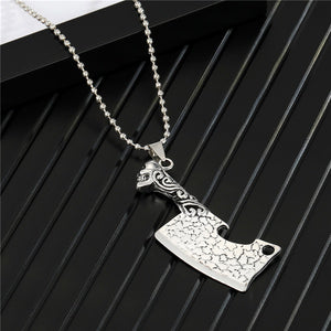 N637 Silver Knife with Skull Necklace - Iris Fashion Jewelry