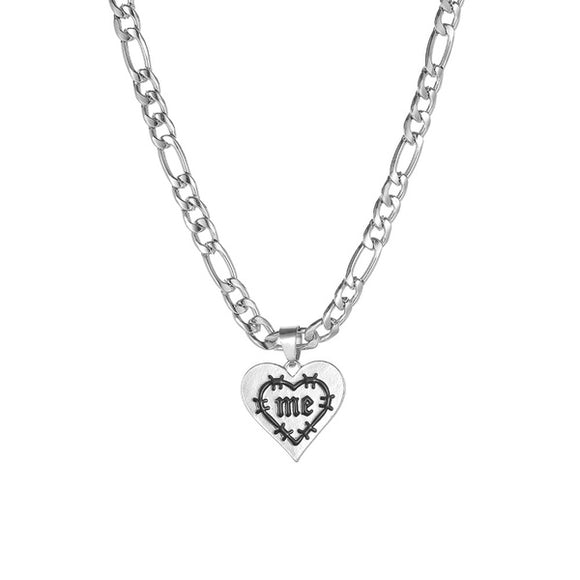 N34 Silver Heart Me Necklace With Free Earrings - Iris Fashion Jewelry