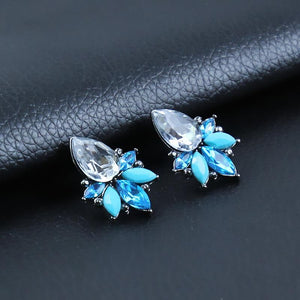 E145 Light Blue Teardrop Gemstone Earrings - Iris Fashion Jewelry