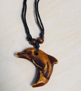 N388 Dolphin on Leather Cord Necklace - Iris Fashion Jewelry