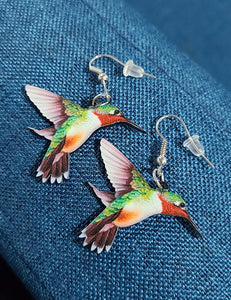 E648 Green Hummingbird Acrylic Earrings - Iris Fashion Jewelry