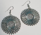 E60 Silver Glitter Metal Circle Earrings - Iris Fashion Jewelry