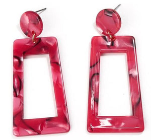 E228 Red Acrylic Rectangular Earrings - Iris Fashion Jewelry