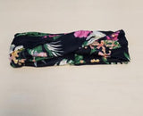 H600 Navy Blue Floral Print Cross Knotted Head Band - Iris Fashion Jewelry