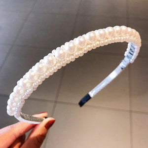 H567 White Large Pearl Layer Hair Band - Iris Fashion Jewelry