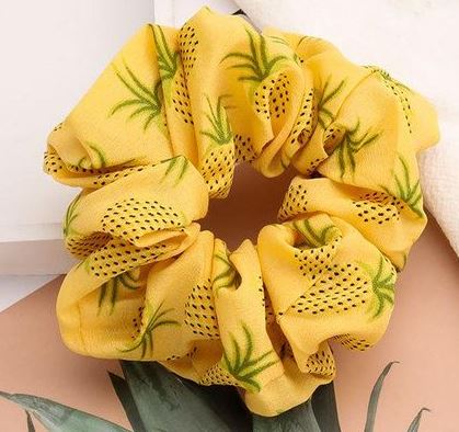 H378 Yellow Pineapple Hair Scrunchie - Iris Fashion Jewelry