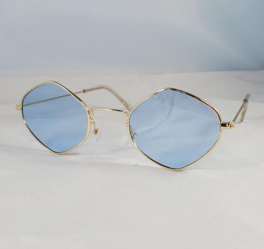 S411 Gold Metal Frame Blue Lens Fashion Sunglasses - Iris Fashion Jewelry