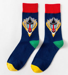 SF796 Blue Colorful Baboon Socks - Iris Fashion Jewelry