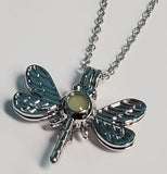 N1680 Silver Glow in the Dark Dragonfly Necklace with FREE EARRINGS - Iris Fashion Jewelry