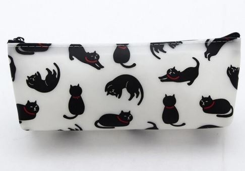 G89 White Black Kitty Cat Pencil Case - Iris Fashion Jewelry