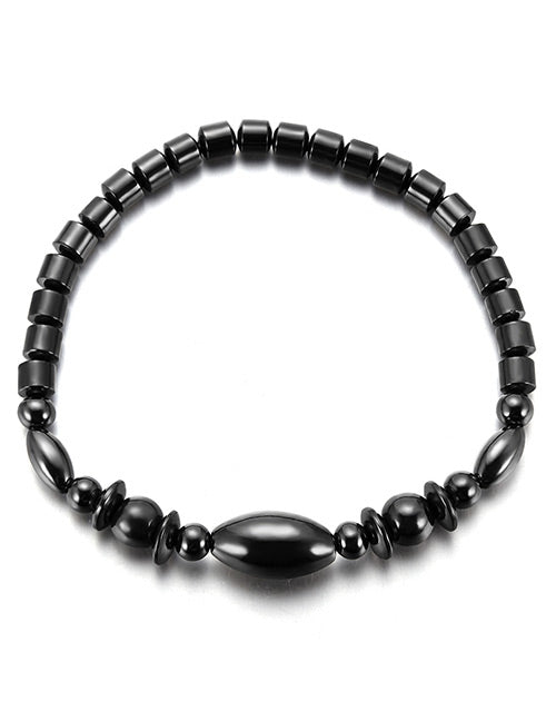 *B28 Gun Metal Beads Magnetic Bracelet - Iris Fashion Jewelry