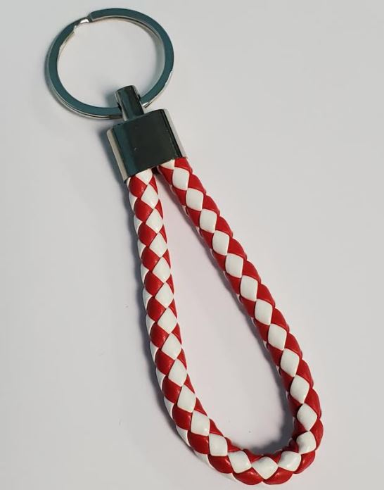 K106 Red & White Leather Keychain - Iris Fashion Jewelry