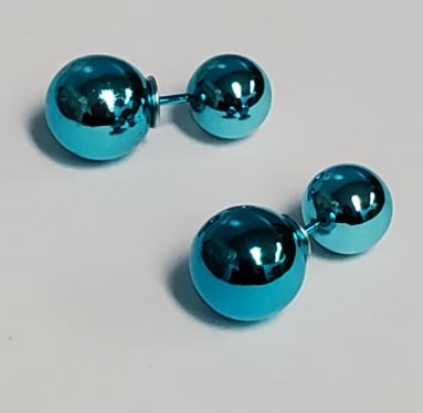 *E141 Fashion Blue Small Double Ball Earrings - Iris Fashion Jewelry