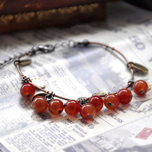 B204 Bronze Red Bead Bracelet - Iris Fashion Jewelry