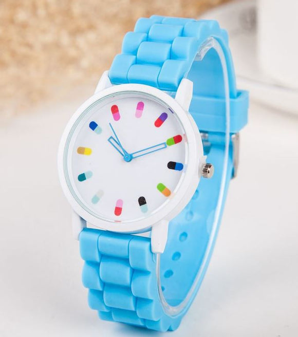 W536 Fashion Blue Colorful Silicone Collection Quartz Watch - Iris Fashion Jewelry