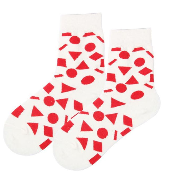 SF512 White Red Assorted Shapes Socks - Iris Fashion Jewelry