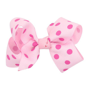 H806 Light Pink Polka Dot Small Hair Bow Alligator Clip - Iris Fashion Jewelry