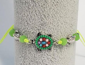 B124 Green Bead Turtle Cord Bracelet - Iris Fashion Jewelry