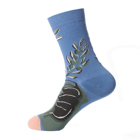 SF1068 Pale Blue Fern Plant Socks - Iris Fashion Jewelry