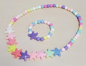 L390 Colorful Starfish Bead Necklace & Bracelet Set - Iris Fashion Jewelry